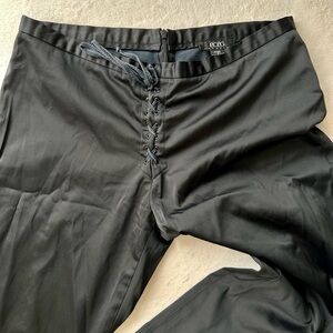 Women’s Vintage Y2K BCBG Lace Up Low Rise Satin Cropped Pants, size 8 EUC